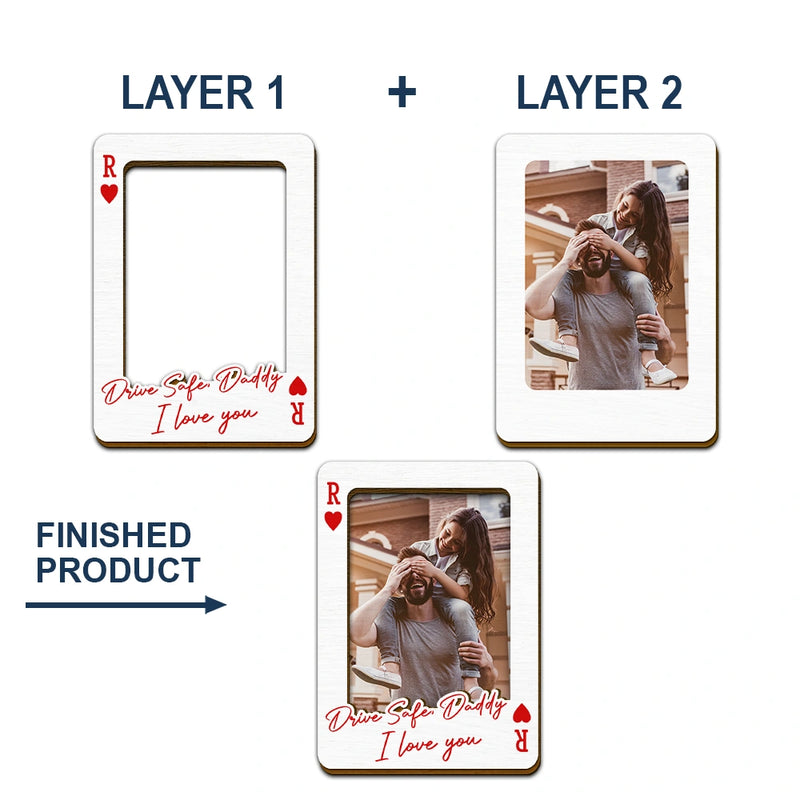 Gift For Father,Gift For Mother,Gift For Grandma,Gift For Grandpa,Love,Custom Photo - Custom Photo Drive Safe We Love You Playing Card - Personalized Custom Shaped Car Visor Clip