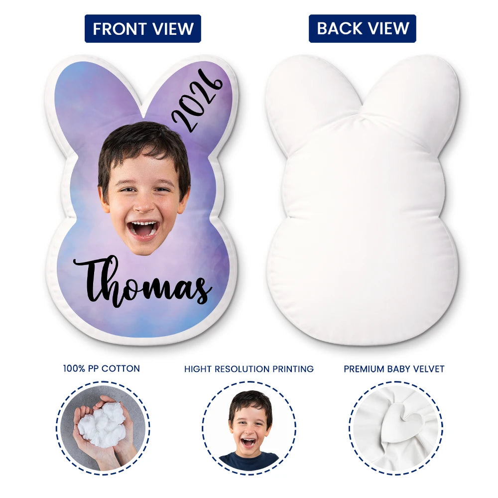 Easter,Happy,Gift For Kids,Parents - Custom Photo Easter Bunny Peeps - Personalized Custom Shaped Pillow