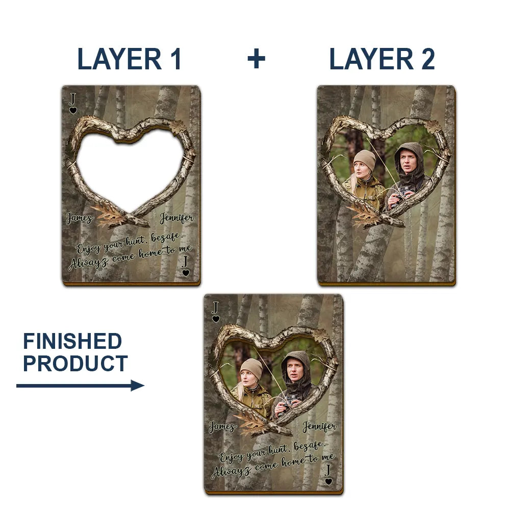 Hunting,Custom Photo,Love,Gift For Couples,Gift For Husband,Gift For Wife,Gift For Boyfriend,Gift For Girlfriend - Custom Photo Enjoy Your Hunt, Be Safe - Personalized Custom Shaped Car Visor Clip