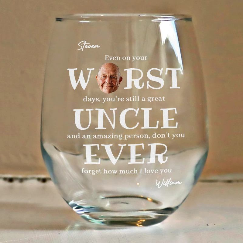 Mom - Daughters (Adult), Gift For Mother, Gift For Daughter, Love - Custom Photo Even On Your Worst Days Funny Chaotic Love Mother Daughter - Personalized Stemless Wine Glass