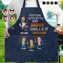 Grilling,Gift For Father - Custom Photo Everything Tastes Better When Daddy Grills It - Personalized Apron