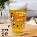 Grilling,Gift For Father,Happy - Custom Photo Everything Tastes Better When Daddy Grills It - Personalized Beer Glass