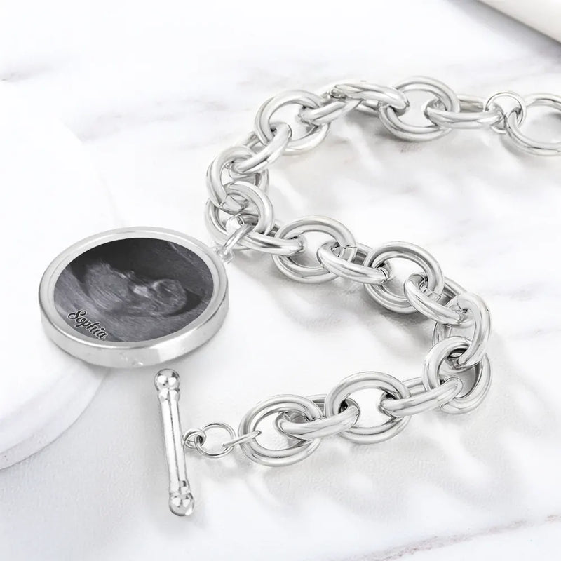 Happy,Gift For Husband,Gift For Wife,Parents,Gift For Mother,Gift For Father,New Dad,Expecting Dad,New baby,Pregnant Mom - Custom Photo Expecting Dad Mom New Parents - Personalized Charm Bracelet