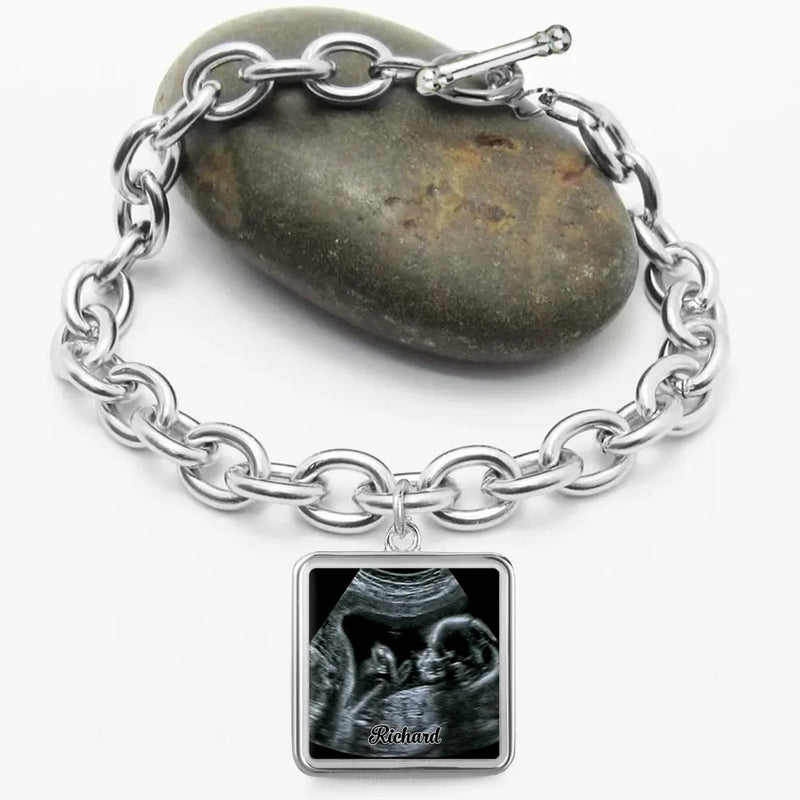 Happy,Gift For Husband,Gift For Wife,Parents,Gift For Mother,Gift For Father,New Dad,Expecting Dad,New baby,Pregnant Mom - Custom Photo Expecting Dad Mom New Parents - Personalized Charm Bracelet