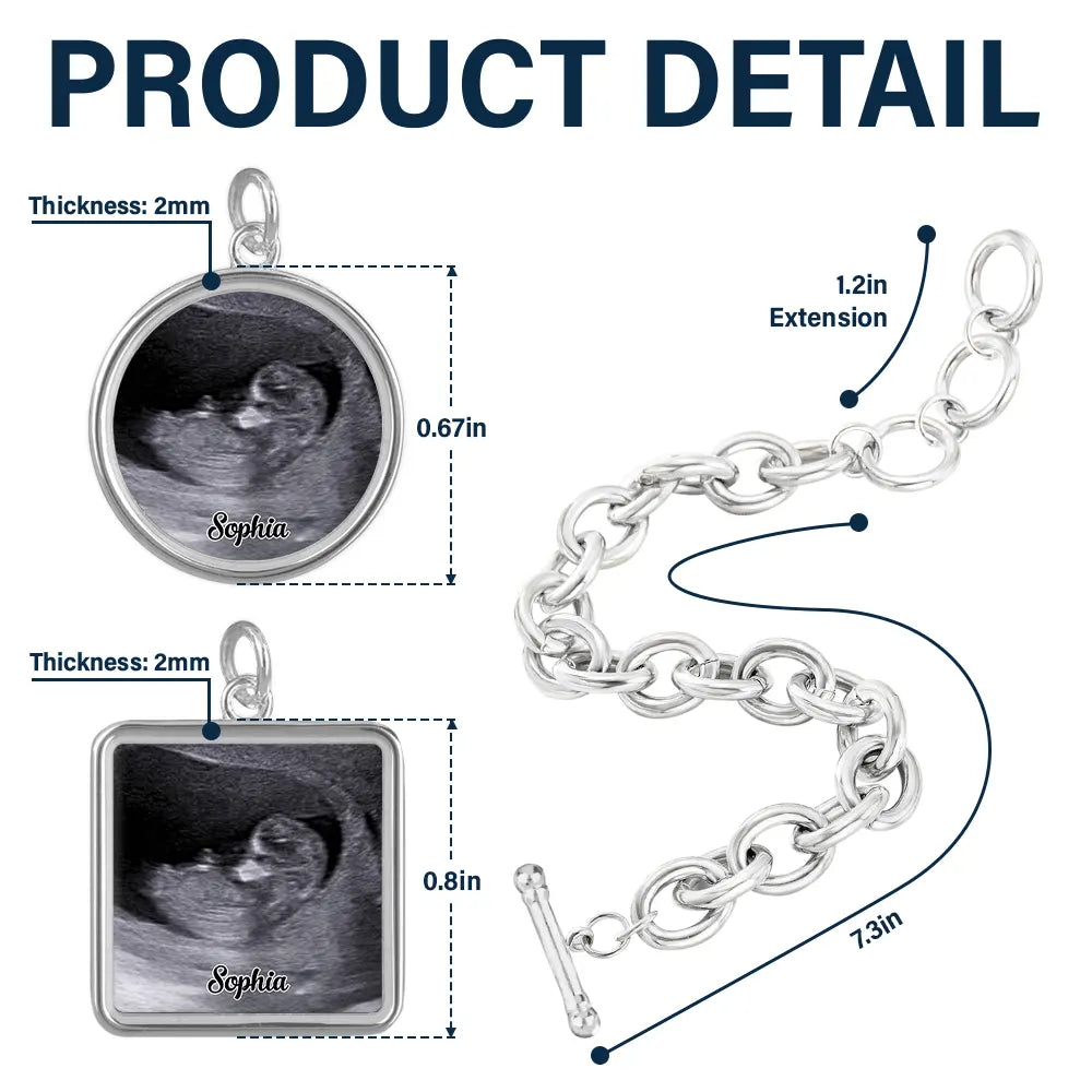 Happy,Gift For Husband,Gift For Wife,Parents,Gift For Mother,Gift For Father,New Dad,Expecting Dad,New baby,Pregnant Mom - Custom Photo Expecting Dad Mom New Parents - Personalized Charm Bracelet