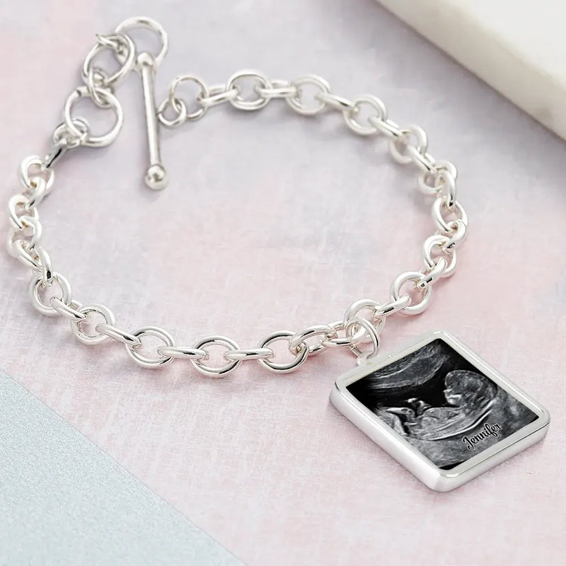 Happy,Gift For Husband,Gift For Wife,Parents,Gift For Mother,Gift For Father,New Dad,Expecting Dad,New baby,Pregnant Mom - Custom Photo Expecting Dad Mom New Parents - Personalized Charm Bracelet