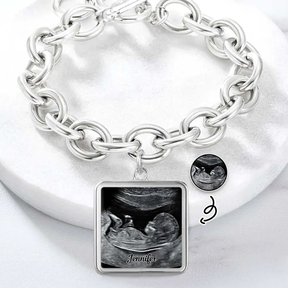 Happy,Gift For Husband,Gift For Wife,Parents,Gift For Mother,Gift For Father,New Dad,Expecting Dad,New baby,Pregnant Mom - Custom Photo Expecting Dad Mom New Parents - Personalized Charm Bracelet