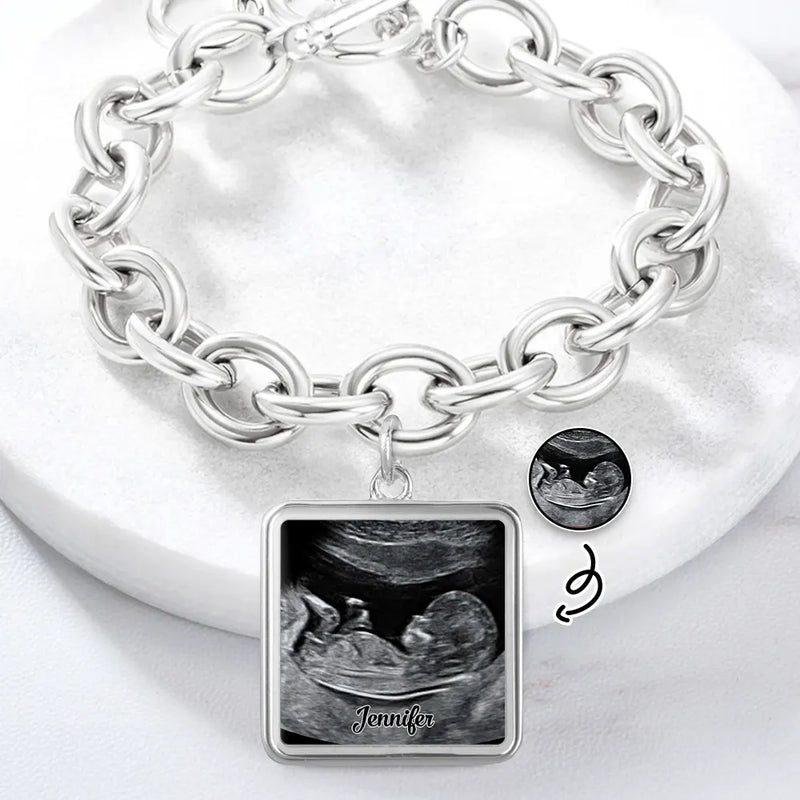 Happy,Gift For Husband,Gift For Wife,Parents,Gift For Mother,Gift For Father,New Dad,Expecting Dad,New baby,Pregnant Mom - Custom Photo Expecting Dad Mom New Parents - Personalized Charm Bracelet