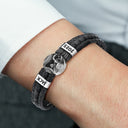 Happy, Gift For Husband, Gift For Wife, Parents, Gift For Mother, Gift For Father, New Dad, Expecting Dad, New baby, Pregnant Mom - Custom Photo Expecting Dad Mom New Parents - Personalized Leather Braided Bracelet