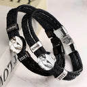 Happy, Gift For Husband, Gift For Wife, Parents, Gift For Mother, Gift For Father, New Dad, Expecting Dad, New baby, Pregnant Mom - Custom Photo Expecting Dad Mom New Parents - Personalized Leather Braided Bracelet