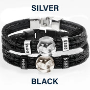 Happy, Gift For Husband, Gift For Wife, Parents, Gift For Mother, Gift For Father, New Dad, Expecting Dad, New baby, Pregnant Mom - Custom Photo Expecting Dad Mom New Parents - Personalized Leather Braided Bracelet