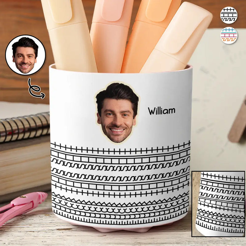 Funny,Gift For Yourself - Custom Photo F This Hidden - Personalized Rotating Pen Holder