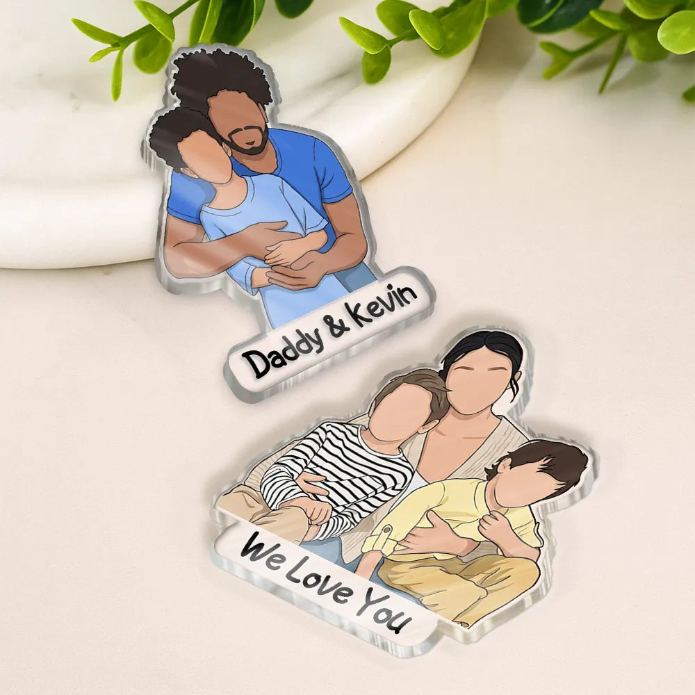 Gift For Husband,Gift For Wife,Parents,Gift For Father,Gift For Mother,Gift For Grandpa,Gift For Grandma,Happy,Cat Mom - Custom Photo Faceless Portrait Best Dad Mom Ever - Personalized Acrylic Magnet