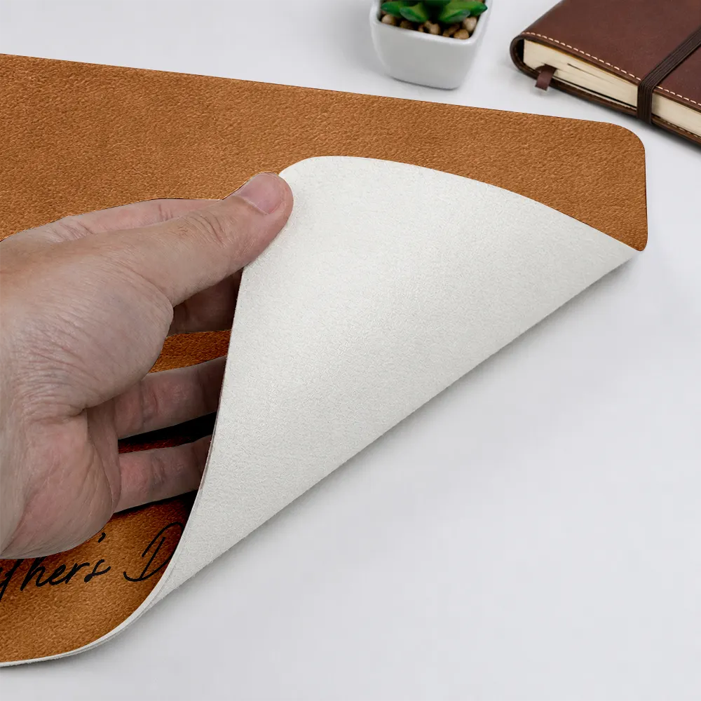 Gift For Husband,Gift For Grandpa,Gift For Father,Dad - Children,Grandpa - Grandkids,Photo - Faceless Portrait ,Sentimental - Custom Photo Faceless Portrait Best Dad Papa Ever We Love You - Personalized Leather Desk Mat