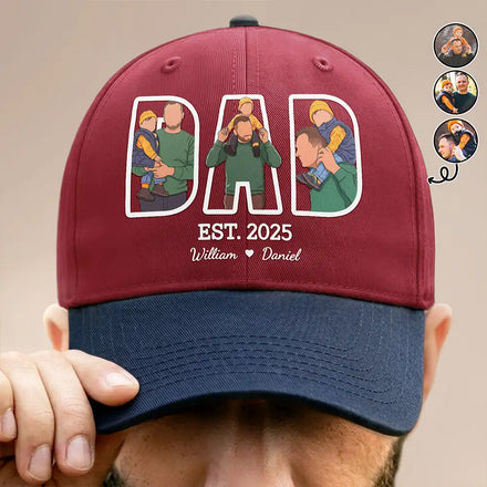 Custom Photo Faceless Portrait Dad Papa Portrait - Personalized Two Tone Cap