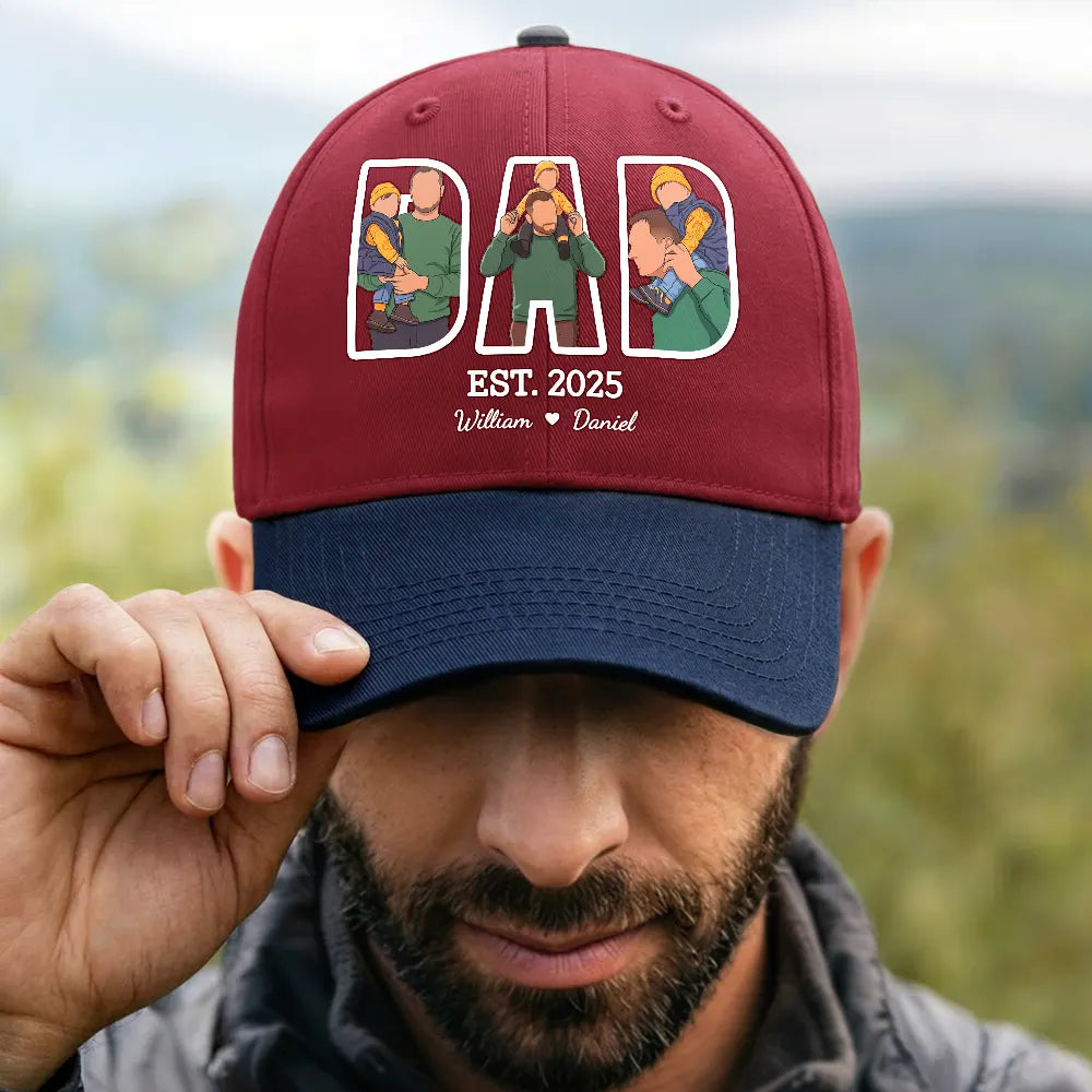 Gift For Father,Gift For Grandpa,Non-Eng,Photo - Faceless Portrait,Adorable - Custom Photo Faceless Portrait Dad Papa Portrait - Personalized Two Tone Cap