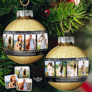 Travel,Family,Christmas,Happy - Custom Photo Family Adventure Trip Film Roll - Personalized Ball Ornament