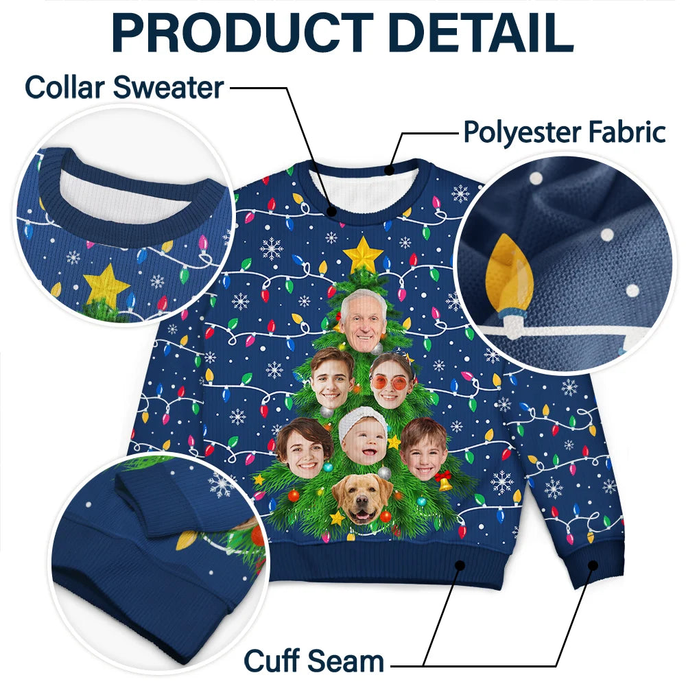 Gift For Couples,Gift For Husband,Gift For Wife,Gift For Boyfriend,Gift For Girlfriend,Parents,Gift For Women,Gift For Yourself,Gift For Men,Gift For Mother,Gift For Grandpa,Gift For Father,Gift For Grandma,Gift For Sibling,Gift For Sisters,Gift For Brothers,Family,Gift For Bestie,Gifts For Colleagues,Funny,Christmas - Custom Photo Family And Friends On Christmas Tree - Personalized Unisex Ugly Sweater