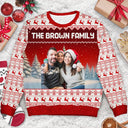 Christmas,Happy,Family - Custom Photo Family Beties With Winter Scene - Personalized Unisex Ugly Sweater