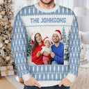 Christmas,Happy,Family - Custom Photo Family Beties With Winter Scene - Personalized Unisex Ugly Sweater
