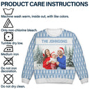 Christmas,Happy,Family - Custom Photo Family Beties With Winter Scene - Personalized Unisex Ugly Sweater