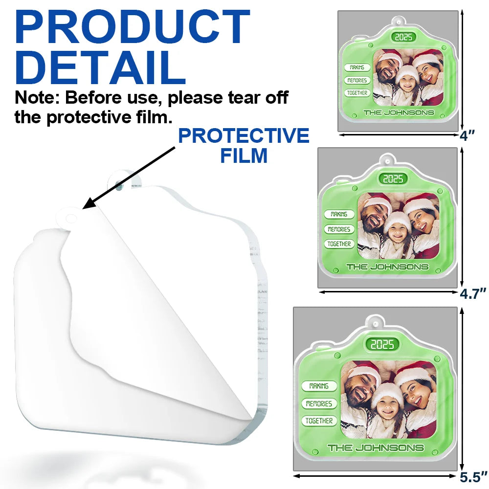 Family,Gift For Women,Gift For Men,Gift For Wife,Gift For Husband,Gift For Mother,Gift For Father,Gift For Brothers,Gift For Sisters,Gift For Son,Gift For Daughter,Christmas,Gift For Grandpa,Gift For Grandma,Custom Photo,Happy - Custom Photo Family Christmas Making Memories Together - Personalized Custom Shaped Acrylic Ornament