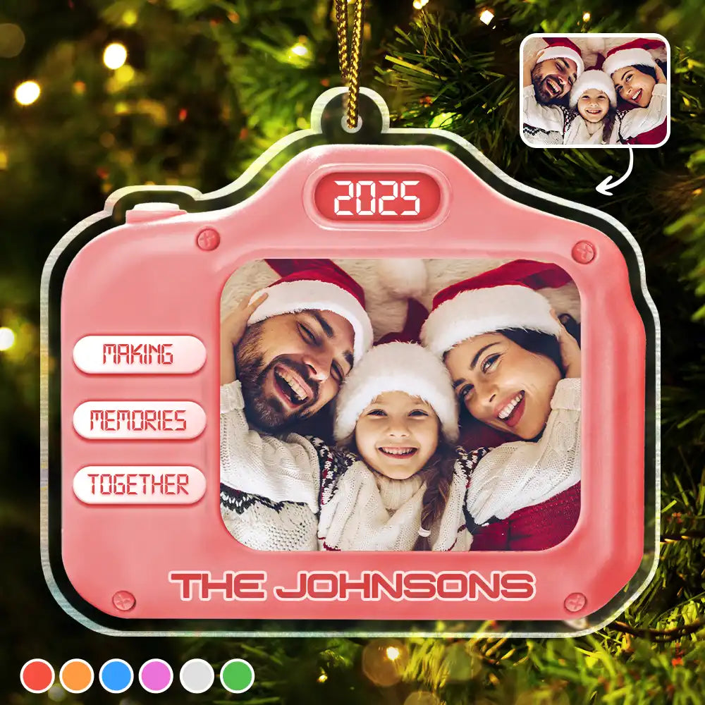 Custom Photo Family Christmas Making Memories Together - Personalized Custom Shaped Acrylic Ornament