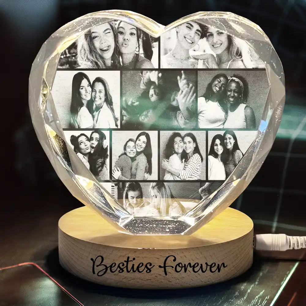 Family,Gift For Couples,Parents,Gift For Grandparents,Gift For Bestie,Pet Lovers,Love - Custom Photo Family Couple Bestie Pet - Personalized Crystal Heart Shaped Lamp