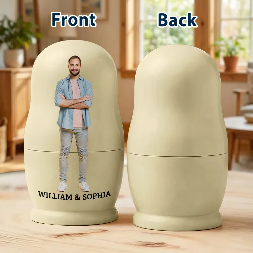 Family,Happy - Custom Photo Family Couple Besties - Personalized Portrait Nesting Doll