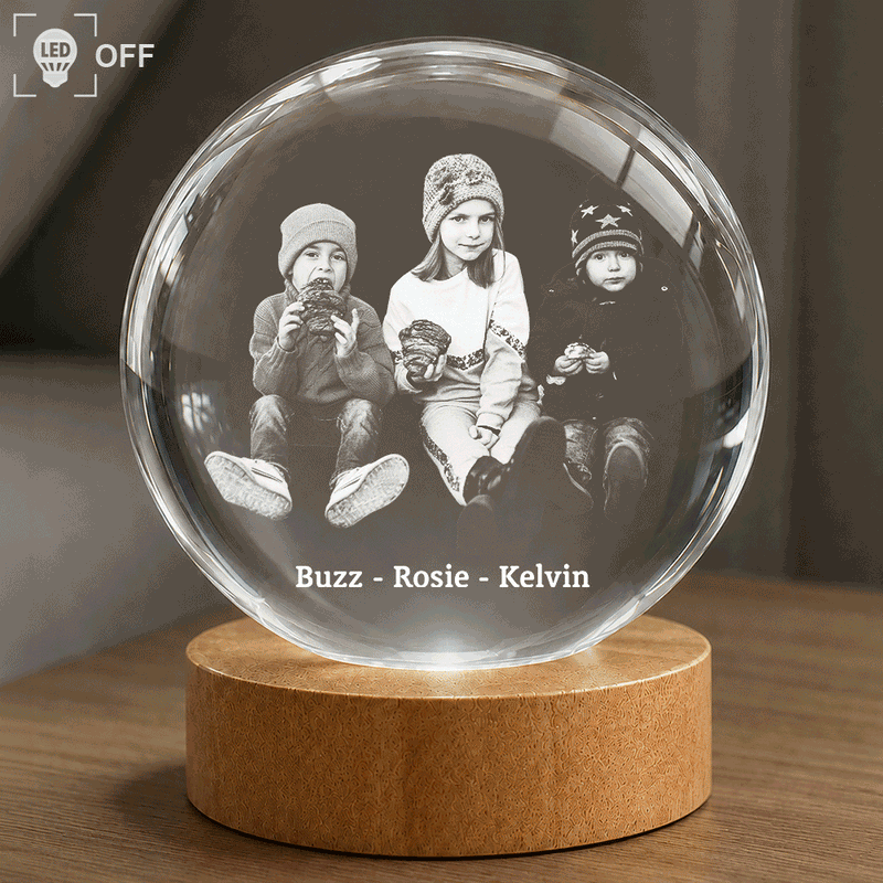 Custom Photo,Happy - Custom Photo Family Couple Friends Pet - Personalized Crystal Globe Lamp