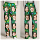 Christmas, Family, Happy - Custom Photo Family Face Neon Style Light It Up - Personalized Pajama Pants