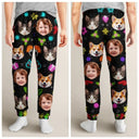 Christmas, Family, Happy - Custom Photo Family Face Neon Style Light It Up - Personalized Pajama Pants