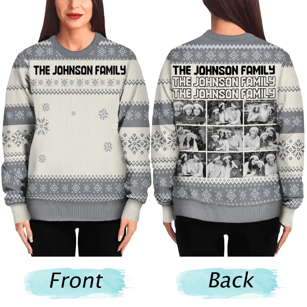 Custom Photo,Christmas,Family,Happy-Custom Photo Family Gathering Festive Vibe - Personalized Unisex Ugly Sweater