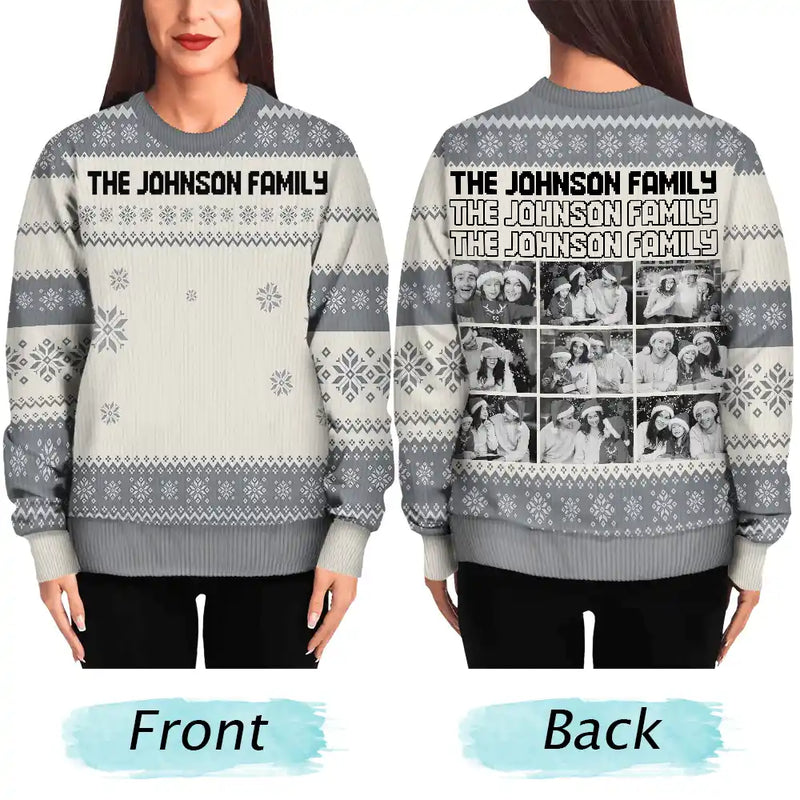 Custom Photo,Christmas,Family,Happy-Custom Photo Family Gathering Festive Vibe - Personalized Unisex Ugly Sweater