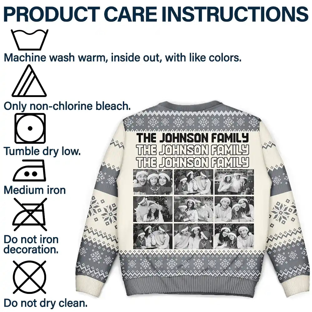Custom Photo,Christmas,Family,Happy-Custom Photo Family Gathering Festive Vibe - Personalized Unisex Ugly Sweater