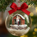 Christmas,Gift For Couples,Gift For Husband,Gift For Wife,Gift For Boyfriend,Gift For Girlfriend,Happy - God Gave Me You Couple Red Barn - Personalized 3D Acrylic Ball Ornament