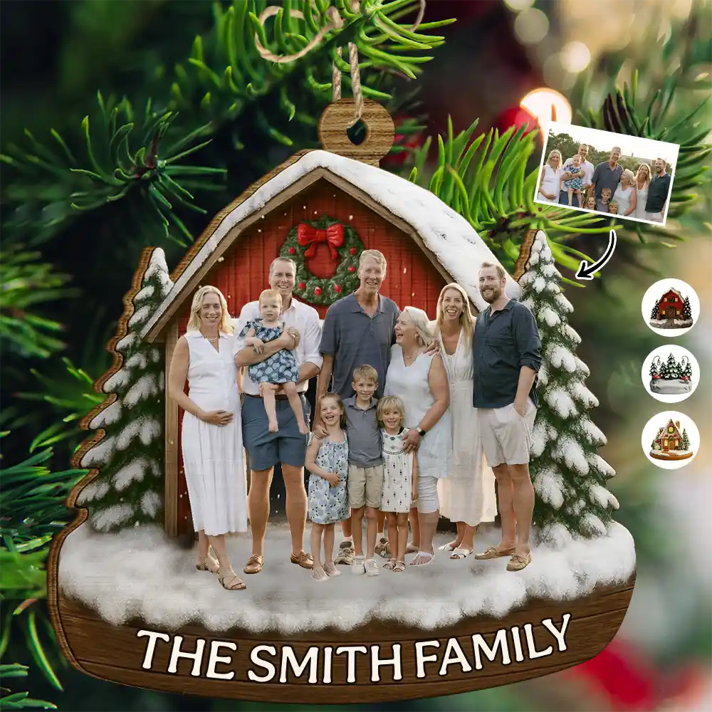 Custom Photo Family Home Sweet Home - Personalized Custom Shaped Wooden Ornament