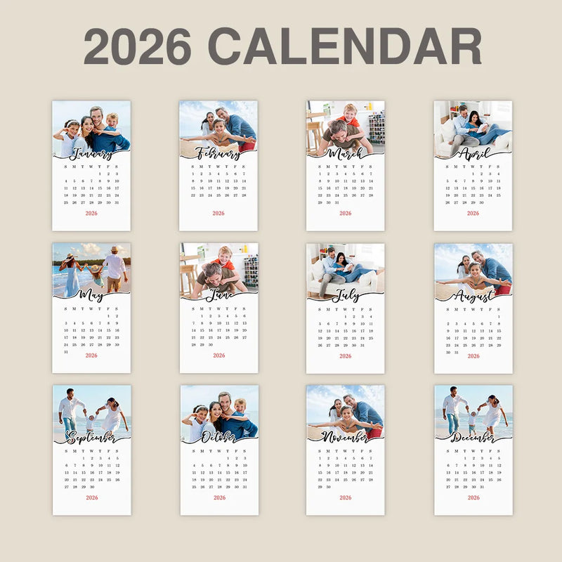 Family,Happy,Christmas,Love - Custom Photo Family Is Everything - Personalized Calendar With Wooden Stand