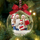 Family,Custom Photo,Happy,Christmas - Custom Photo Family Is The Greatest Gift - Personalized 3D Acrylic Ball Ornament