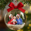 Family,Custom Photo,Happy,Christmas - Custom Photo Family Is The Greatest Gift - Personalized 3D Acrylic Ball Ornament