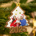 Custom Photo,Family,Christmas,Happy - Custom Photo Family Keepsake - Personalized Custom Shaped Wooden Ornament
