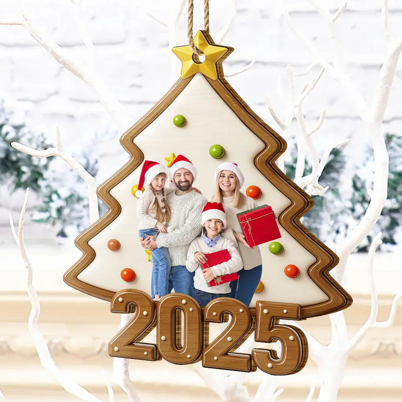 Custom Photo,Family,Christmas,Happy - Custom Photo Family Keepsake - Personalized Custom Shaped Wooden Ornament
