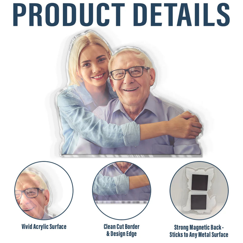 Non-Eng,Family - Custom Photo Family Member With Names - Personalized Acrylic Fridge Magnet