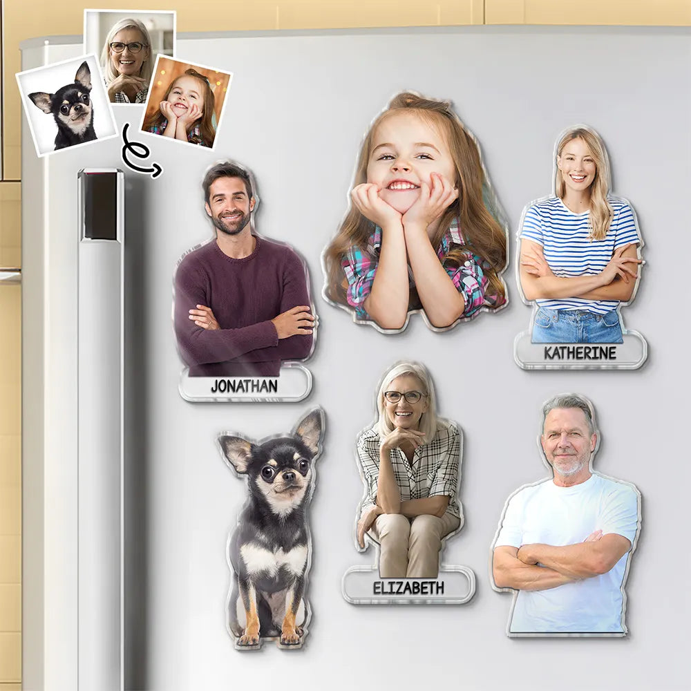 Custom Photo Family Member With Names - Personalized Acrylic Fridge Magnet