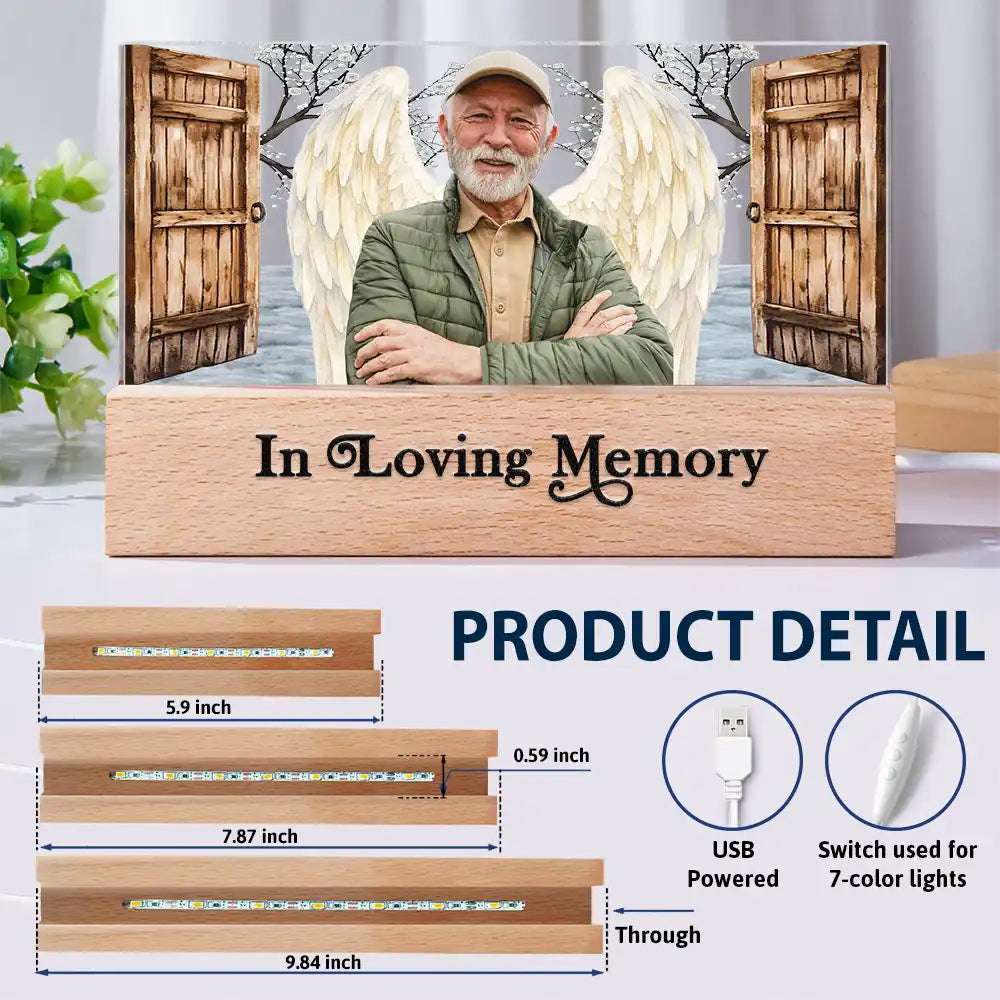 Family,Memorial,Custom Photo,Love - Custom Photo Family Memorial I'm Always With You Open Door - Personalized Rectangle LED Light