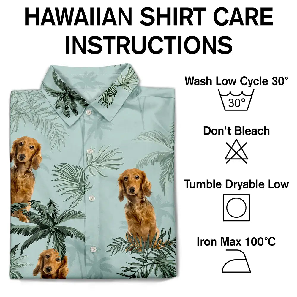Custom Photo,Pet Lovers,Pet Mom,Pet Dad,Dog Lovers,Dog Mom,Dog Dad,Family,Happy,Summer,Beach - Custom Photo Family Pet Face Palm Tree Pattern - Personalized Hawaiian Shirt