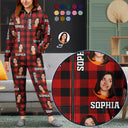Family,Parents,Gift For Kids,Happy,Custom Photo - Custom Photo Family Plaid Pattern - Personalized Overall Onesie Hooded Jumpsuit