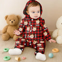 Family,Parents,Gift For Kids,Happy,Custom Photo - Custom Photo Family Plaid Pattern - Personalized Overall Onesie Hooded Jumpsuit