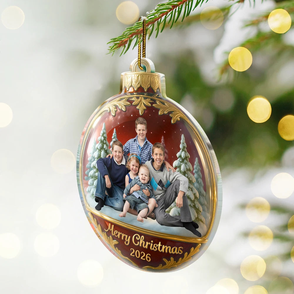 Family,Pet Lovers,Pet Mom,Pet Dad,Pet Couple,Dog Lovers,Dog Couple,Dog Mom,Dog Dad,Cat Lovers,Cat Mom,Cat Dad,Cat Couple,Happy,Gift For Grandpa,Gift For Grandma,Gift For Grandkids,Top Market,Christmas - Custom Photo Family Together - Personalized Custom Shaped Acrylic Ornament