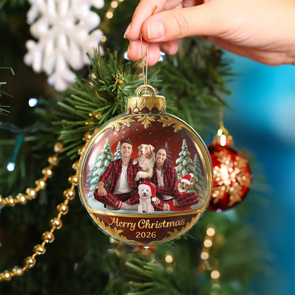 Family,Pet Lovers,Pet Mom,Pet Dad,Pet Couple,Dog Lovers,Dog Couple,Dog Mom,Dog Dad,Cat Lovers,Cat Mom,Cat Dad,Cat Couple,Happy,Gift For Grandpa,Gift For Grandma,Gift For Grandkids,Top Market,Christmas - Custom Photo Family Together - Personalized Custom Shaped Acrylic Ornament